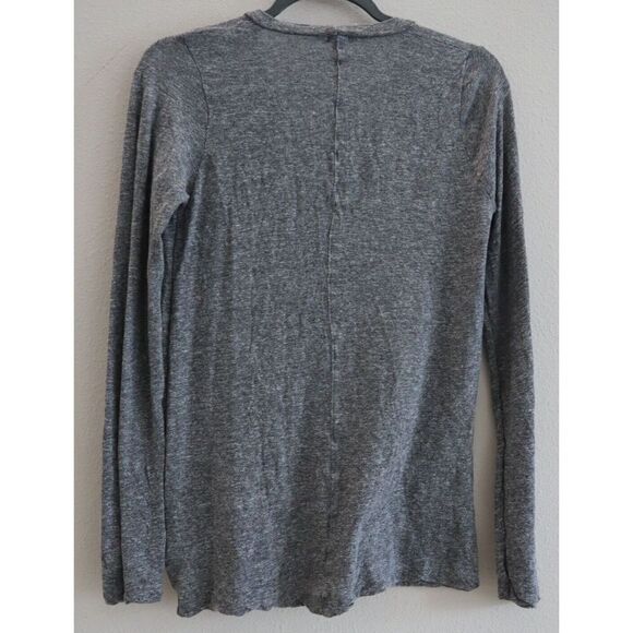 Monrow Women's Sz Large Gray Textured Tri-Blend Fitted L/S V-Neck Tee Shirt - Picture 4 of 7